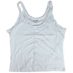 J. Crew Broken-in jersey button-front tank‎ top with ruffle trim CK292 M NWT